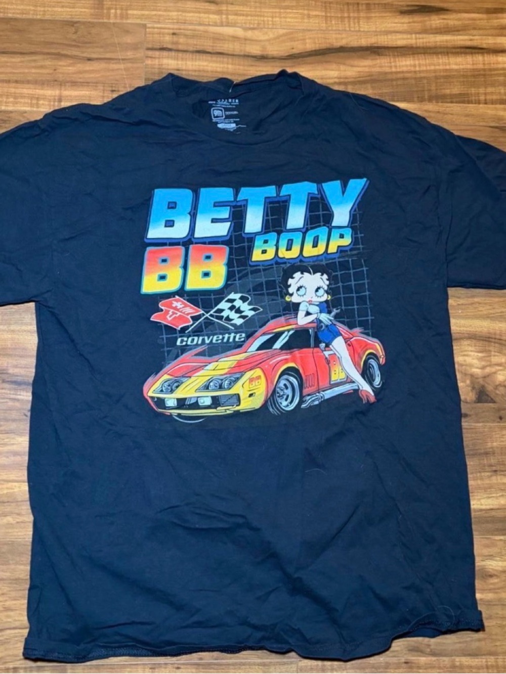 Betty Boop Graphic T-Shirt with Red Corvette Design